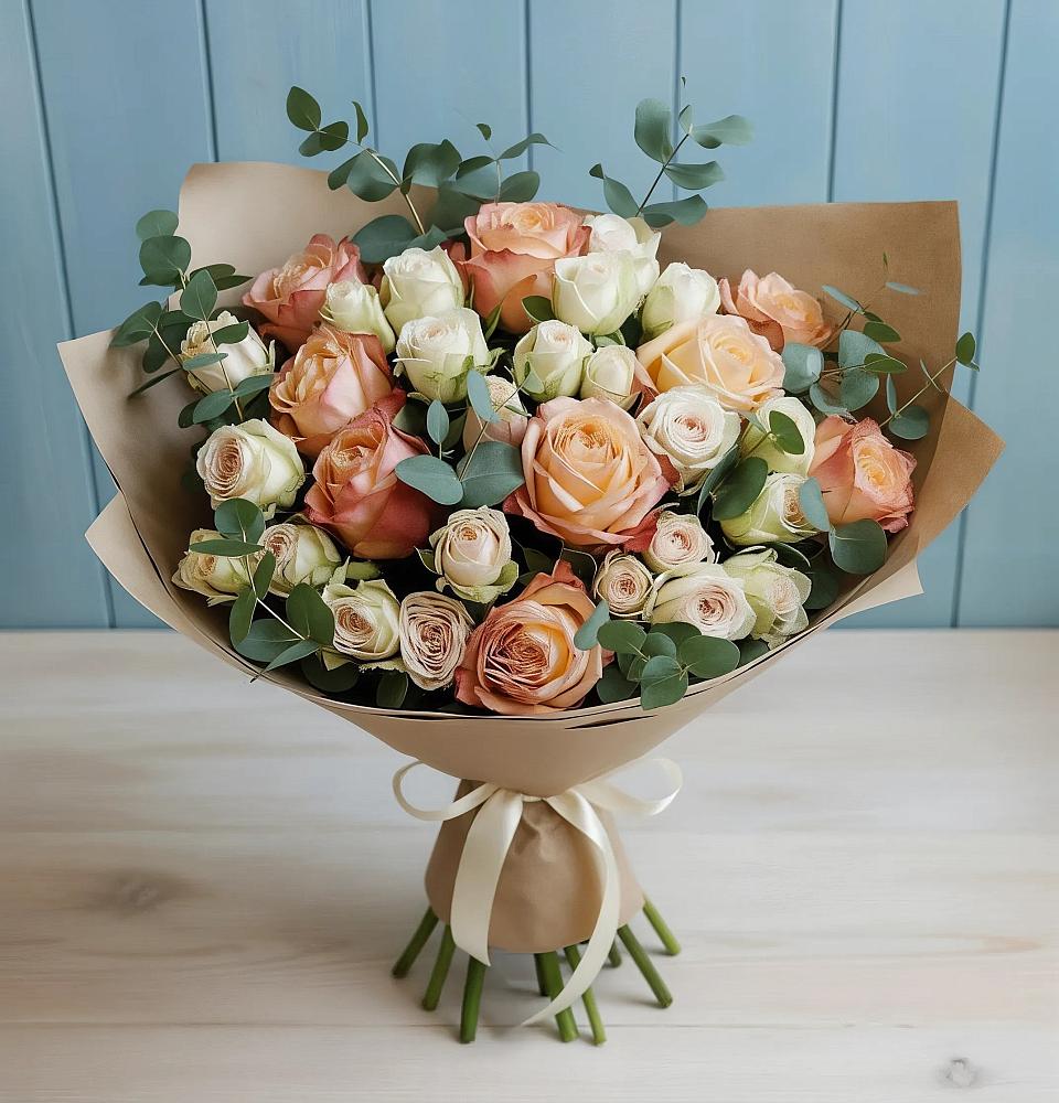 Букет цветов из: Альстромерии и Розы в Синегорье