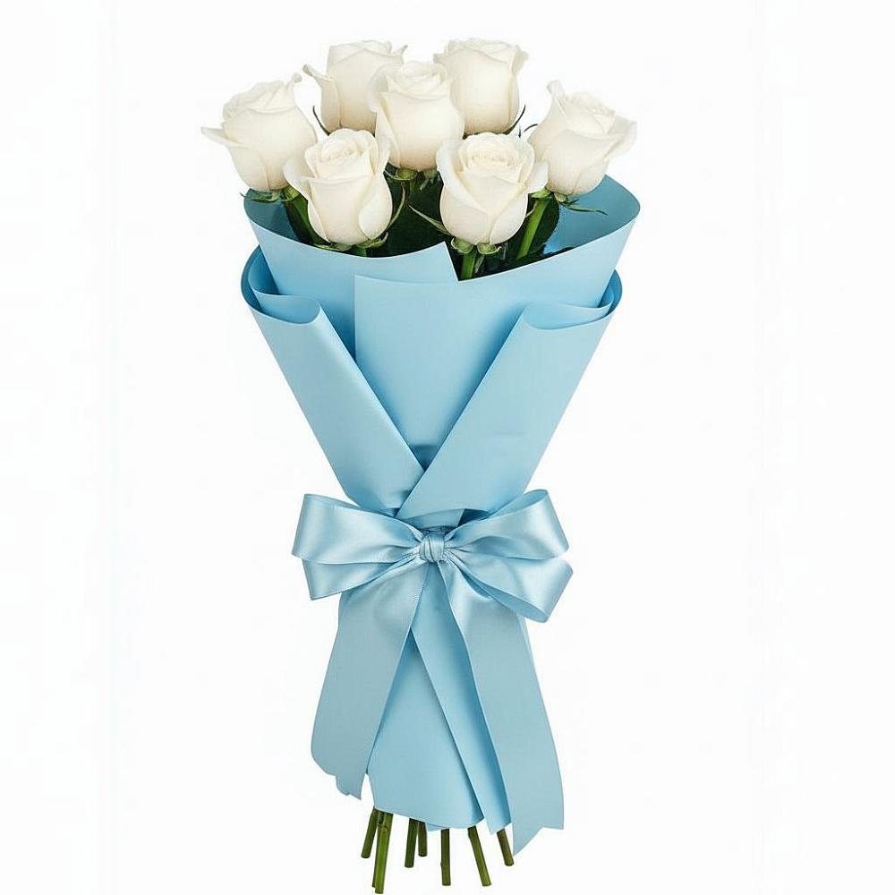 Букет 7 белых роз Проуд в Синегорье