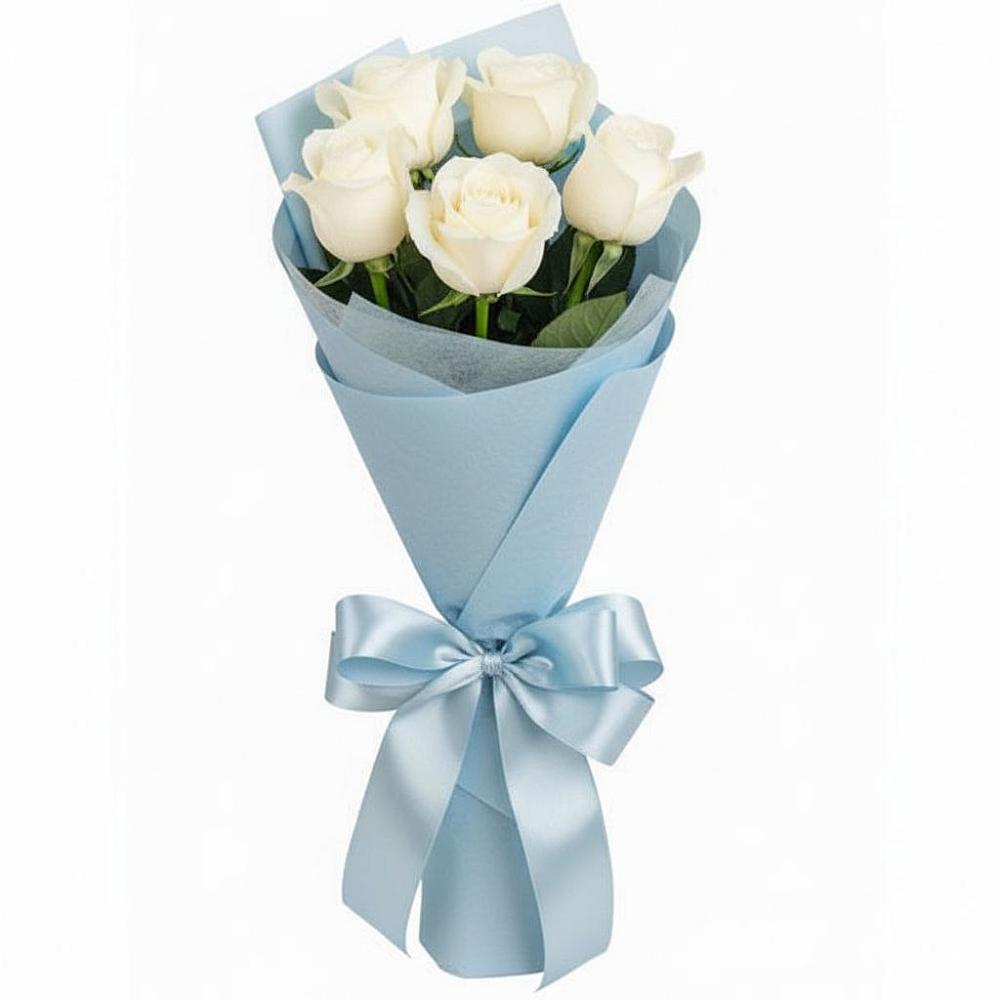 Букет 5 Белых роз Проуд в Синегорье