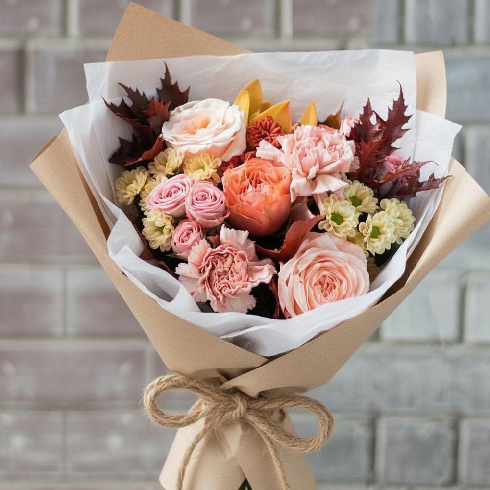 Букет цветов из: Гвоздики, Хризантемы и Розы в Синегорье