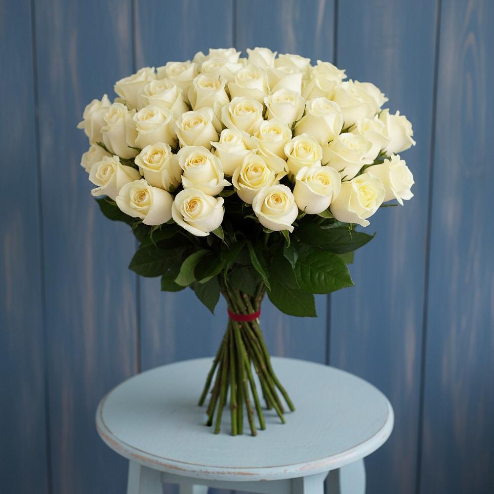 Букет 51 Белая роза Эдлесс Лав в Синегорье