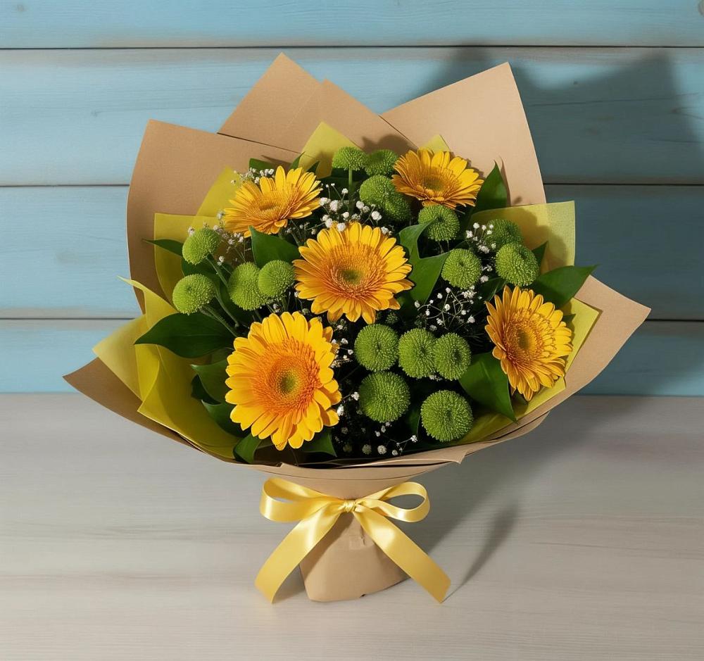 Букет цветов из: Герберы и Хризантемы в Синегорье