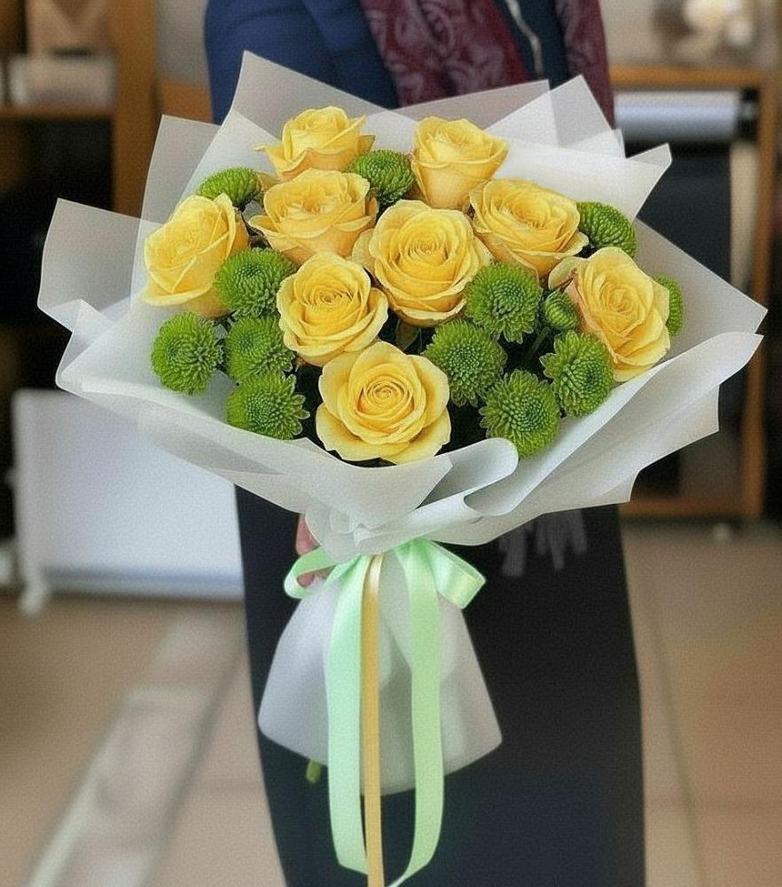 Букет цветов из: Хризантемы и Розы в Синегорье