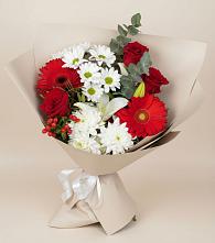 Букет цветов из:  Розы, Хризантемы, Герберы и Лилии в Синегорье
