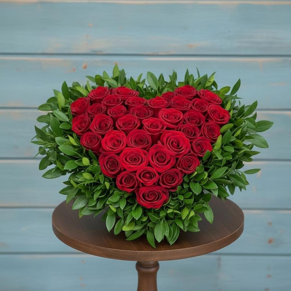 Цветочная композиция из Розы в виде сердца в Синегорье