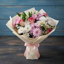 Букет цветов из:  Хризантемы, Альстромерии и Розы в Синегорье