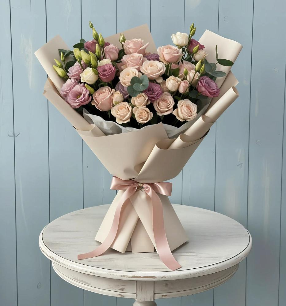 Букет цветов из: Розы и Лизиантусы в Синегорье