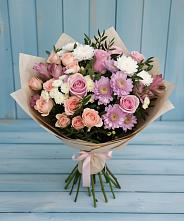 Букет цветов из:  Хризантемы, Розы и Альстромерии в Синегорье