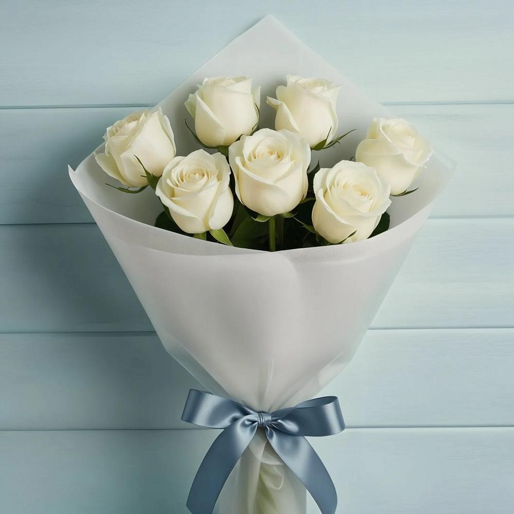 Букет 7 Белых роз Эдлесс Лав в Синегорье